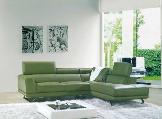 Vig Furniture 8012 Green Bonded Leather Sectional Sofa