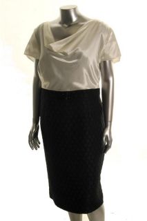 Le BOS New Black Ivory 2 in 1 Cowl Neck Beaded Waist Wear to Work