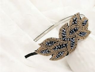 Random Korean Fashion Crystal Bead Leaves Pattern Hair Hoop Hair