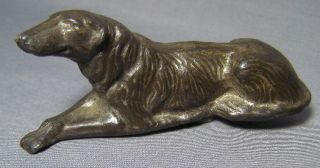 Metal Russian Wolfhound Borzoi Dog Figurine Bronze Finish Reclining