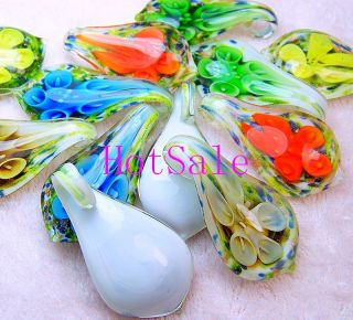 Wholesale Lots 15P Jewelry White Back Flower Inside Leaf Glass