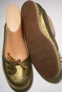 Juicy Couture Leah Gold Metallic Leather Ballet Flats Size 7 1 2
