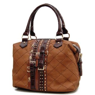 Nicole Lee USA Multi Belt Design Satchel Bag Handbag Purse Women Brown