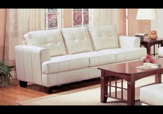 Contemporary Style Cream Bonded Leather Sofa Couch