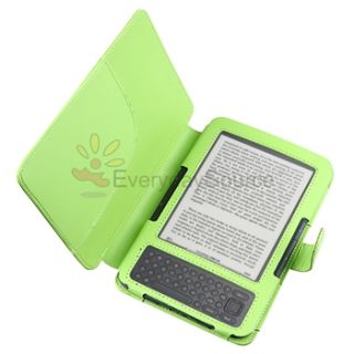 Green Folio Leather Case Skin Cover Pouchfor  Kindle 3 3G