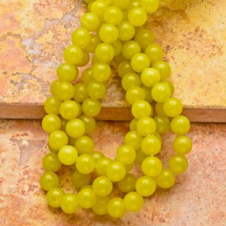 6x6mm Natural Lemon Jade Gemstone Round Beads Strand 16