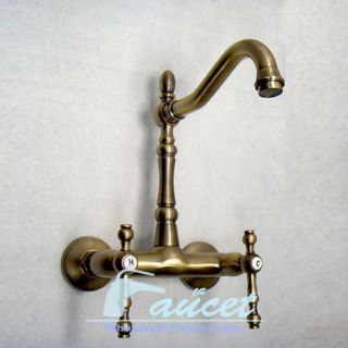 Traditional Wall Mounted Kitchen Sink Faucet in Antique Brass 5681B