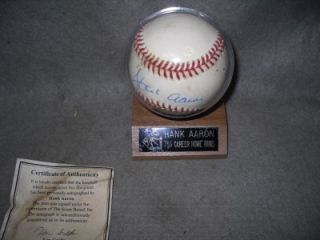 Signed National League Baseball Hank Aaron w COA 