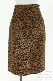 Lauren Collection Leopard Print Pony Hair Pencil Skirt Size 14