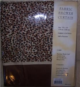 Leopard Print Brown Shower Curtain Hooks Liner Set