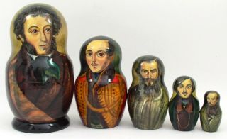 RARE Nesting Doll 2931 Russian Poets Writers