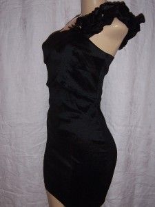 Ladies Black Cocktail Dress by Leola Couture One Shoulder Size Medium