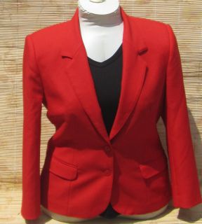 Vintage Leslie Fay True Bright Red Womans Blazer Suit Jacket Misses