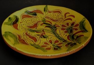 Lester Breininger 1974 Pennsylvania German Pottery Floral Plate Signed