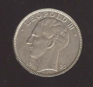 Belgium 20 Francs 1935 Leopold III Silver Coin