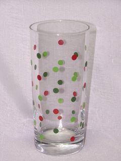 Libbey Glass 4 Christmas 15oz Red Green Dots Tumblers Glasses