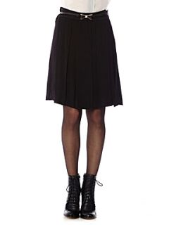 Kookai Satin and crepe pleated skirt Black   