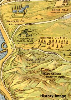 1932 Large Panoramic Map La Los Angeles South Bay