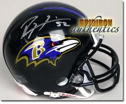 Ray Lewis RARE Autographed Baltimore Ravens Mini Helmet GA