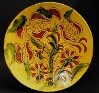Lester Breininger 1974 Pennsylvania German Pottery Floral Plate Signed