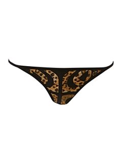 Biba Leopard print logo bikini briefs Black   