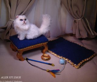 OOAK Dollhouse Realistic Miniature 1 12 Cat Persian Handmade Toys