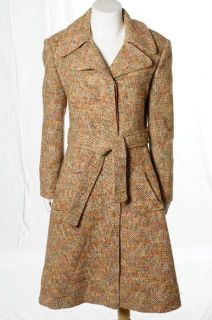Paul Levy Inc Rust Multicolor Thick Fall Car Coat Belted Occasion