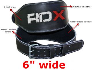 RDX Weight Lifting 6 Leather Belt Back Support Strap Gym Training