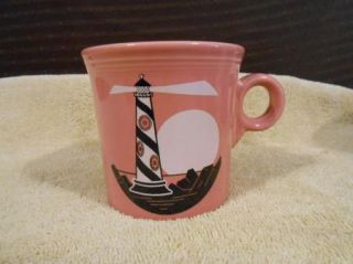 Laughlin Fiesta Ware Pink Rose Light House Coffee Cup Mug USA