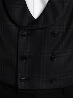 Duchamp Double breasted self tartan waistcoat Black   