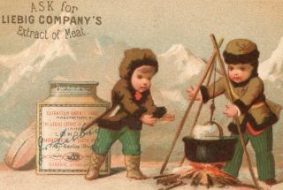 1873 Liebig s 0042 Children Pots Jars Mountain Camp Meat Victorian