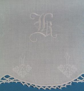 Vintage Victorian Pair Monogram  R  Linen Huck Towels