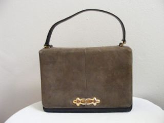 Vtg 60s Life Stride Olive Suede Leather Handbag Purse
