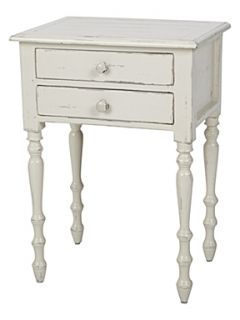 Shabby Chic Meadow 2 drawer side table light grey   