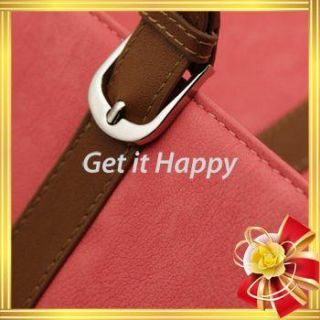 Red Luxury Stand Button Smart PU Leather Case Cover For iPad 2, 3 The
