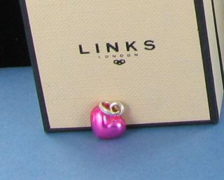 Links of London Charm Small Hot Pink Heart Sterling Silver & Enamel