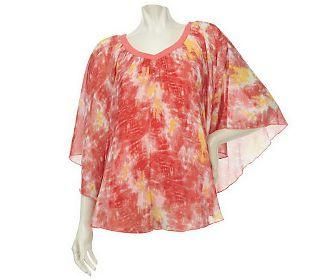 Lisa Rinna KNIT top shirt TIE DYE layered SHEER FLUTTER *SOLD OUT ON
