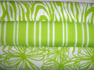 10 FQs Lime Green Zebra Stripes Flowers Checks Cotton Quilt Fabric Fat