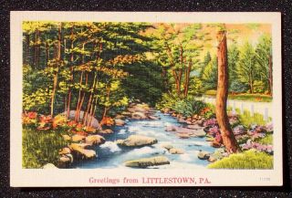 1940s Linen Stream Greetings Littlestown PA Adams Co PC