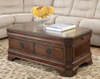 BROWN TRADITIONAL LIFT TOP COCKTAIL COFFEE TABLE LIVING ROOM FURNITURE