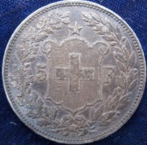 Switzerland 5 Franc 1907 VF