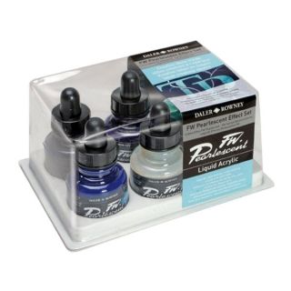Rowney Pearlescent Effect Set   Liquid Acrylic Artist Ink x 6 Colours