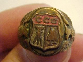 Awesome C C C Civilian Conservation Corps Pictorial Ring Token Jewerly