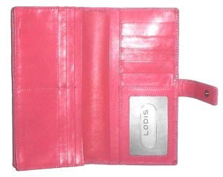 Lodis Large Clutch Gusset Embossed Pink Patent Leather Clutch Wallet