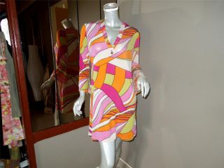 CHIC LISA HO MULTICOLOUR BOLD PRINT SHIFTED DRESS SIZE 8 GENTLY USED