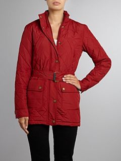 Lauren by Ralph Lauren Jess belted jacket with rib collar Red   