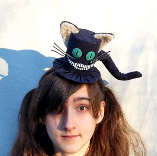 Cheshire Cat Mini Top Hat Goth Lolita Fascinator Wedding Mad Hatter