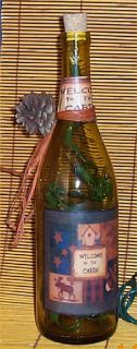 Lodge Cabin Lighted Wine Bottle Country Moose Home Deco