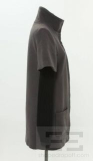 Loeffler Randall Grey Wool Black Ribbed Knit Sleeves Jacket Size 6
