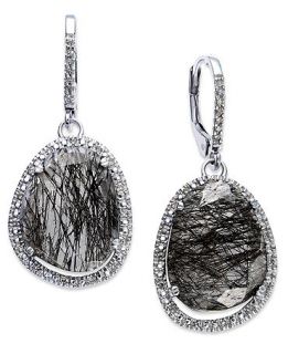Sterling Silver Earrings, Black Rutilated Quartz (12 1/4 ct. t.w.) and